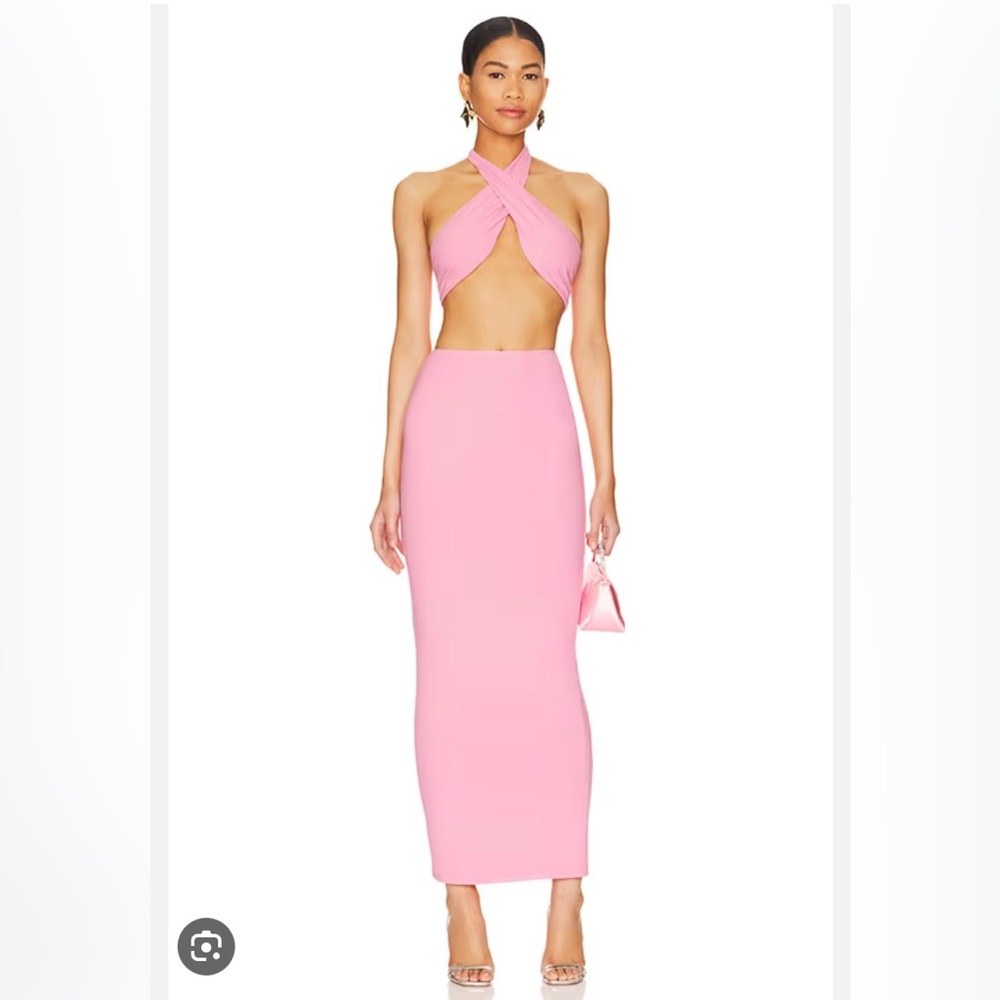 Superdown Kainda Pink Halter Maxi Skirt Set Small